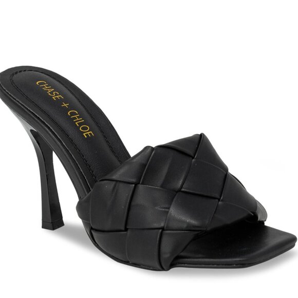 Chase + Chloe Shoes - Women’s Woven Puff Band Mule Sandal Heels
